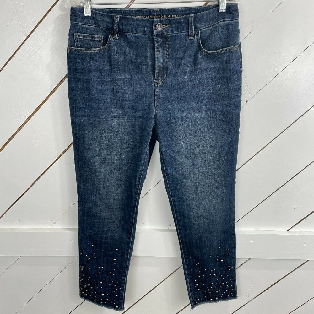 Chicos Womens Blue 5 Pockets Designer Jeans 8P